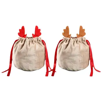 Szövet karácsonyi ajándéktáskák Karácsonyi bársony ajándéktáskák Agancstáskák Húzózsinóros cukorka táskák Bársony cukorka csomagoló táskák Party kellékek