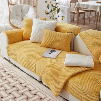 Meleg szálcsiszolt huzatok Papucsok Kanapé törölköző Univerzális, csúszásmentes kanapéhuzat nappaliba Dekoratív capa de sofa