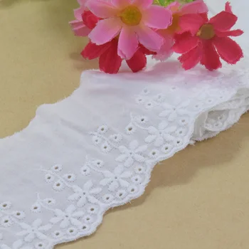 5.5cm széles 100% pamut hímzés Fehér csipke varrás szalag díszítés Esküvői dekoráció DIY babák Colthes ruha kiegészítők #4211