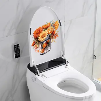 Kiváló minőségű WC-fedél matrica vízálló virágmatrica fürdőszobai WC-fedélhez Könnyen hámozható nyomtalan matrica öntapadós