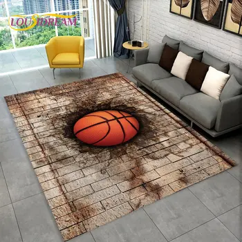 3D Kosárlabda Cour rajzfilm terület szőnyeg nagy,Szőnyeg szőnyeg a nappaliban hálószoba kanapé játszószoba lábtörlő dekoráció,Gyerekek csúszásmentes padlószőnyeg