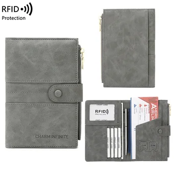 Új dokumentumtáska RFID útlevéltartó cipzáras csat dokumentumtartó többfunkciós utazási útlevél táska utazási pénztárca kártya táska