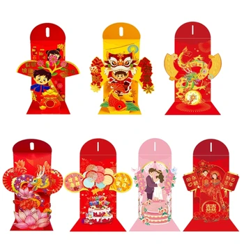 3D csomag pénzes táska borítékolás hagyományos kínai újévi tavaszi fesztivál pénztáska 2024-re a sárkánydekoráció éve ajándék