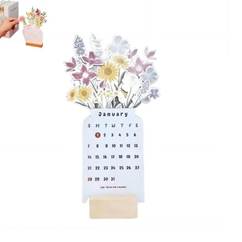 1 darab 2024-es naptár Kis íróasztal naptár Vicces egyedi virágos íróasztal naptár 2024
