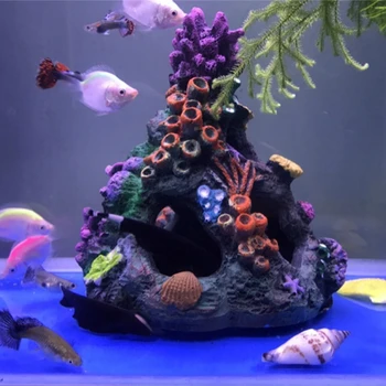 Mesterséges akvárium Korall díszek Haltartály dekoratív sziklák dekoráció Korallzátony-barlang halhoz Garnélarák rejtekhely