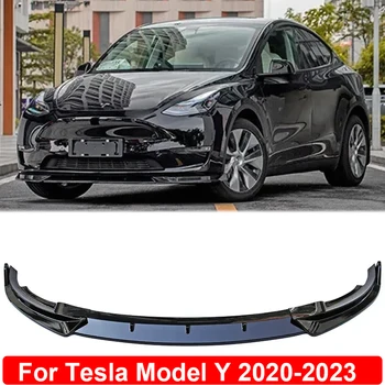 Első lökhárító Ajak spoiler oldalsó elosztó diffúzor Testvédő készlet védővédő Tesla Model Y 2020-2023 autós kiegészítőkhöz fényes fekete