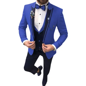 Blazers nadrág mellény 3 részes szett / 2023 divat férfi alkalmi butik üzleti öltöny esküvői kabát kabát nadrág mellény