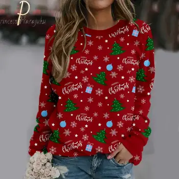 Fashion Christmas Print hosszú ujjú pulóver blúz pulóver karácsonyi kötés pulóver pulóver női pulóver felső