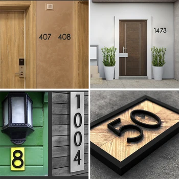1db Új cím Nagy Modern ajtó ábécé Lebegő ház szám betűk jel #0-9 Fekete számok 125mm 5 otthon kültéri