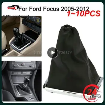 1~10PCS Ford Focus 2 MK2 2005 2006 2007 2008 2009 2010 2011 Új fekete autó sebességváltó gomb valódi bőr lábszárvédő és króm