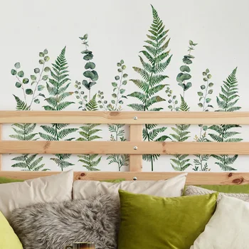 Friss zöld növény levél falmatricák nappalihoz Háttér szobadekoráció, öntapadó falmatricák