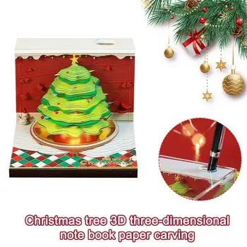 Omoshiroi blokk 3D jegyzettömb Lombház naptár Ajándék jegyzetek Dekoráció Karácsonyi születésnapi irodák Pad papírblokk W7O3