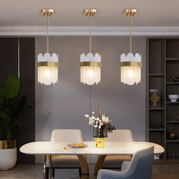 Kreatív függőlámpák Luxus füstös szürke fehér üveg csillár étkező Modern dekoráció konyha Sziget függő lámpatestek