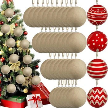 Karácsonyi papír Mache golyók 3,15 hüvelykes festetlen üres gömbdíszek Kézműves kellékek tartós, könnyen telepíthető
