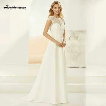 Lakshmigown elegáns Boho csipke esküvői ruhák 2021 Hát nélküli Vestido De Noiva ujjatlan tengerparti menyasszonyi ruha sifon esküvői ruhák