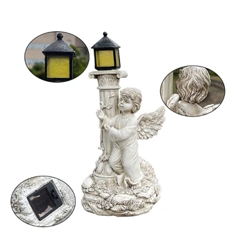 Római oszlop angyal szobor Napelemes dísz otthoni kerti dekorációhoz Kézműves Dropship
