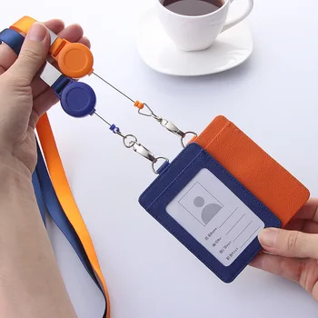 DIY egyszínű minimalista patchwork személyi igazolvány tartó buszkártya tartó személyzeti kártya Zsinór kulcsokhoz Telefon DIY akasztókötél