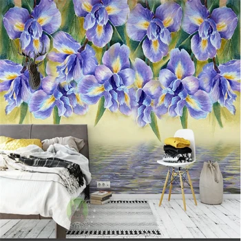 beibehang papel de parede Modern egyszerű liliomvirág orchidea nappali TV háttér egyedi nagy falfestmény zöld háttérkép