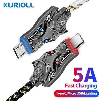  RGB C típusú LED világítás gyorstöltő kábel Micro USB 5A 3A gyorstöltő kábel Xiaomi Samsung I telefontöltő kábelhez