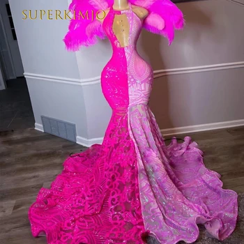 SuperKimJo Elbise Two Tones Pink Prom Dresses for Women Csillogó flitteres rátétes divat Hivatalos alkalom ruhák Vestidos de Gala