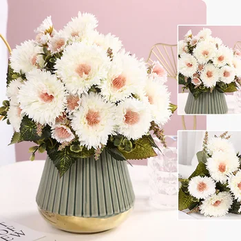 Mesterséges napraforgó virágcsokor Hamis virágok Hamis krizantém Mesterséges növény DIY házibuli dekoráció esküvői kellék
