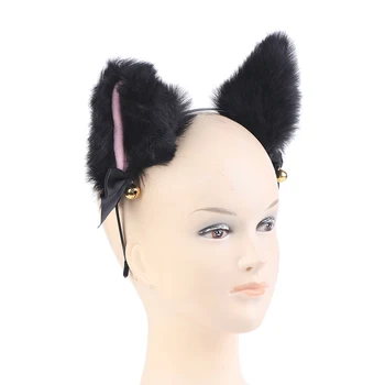 Nők Realisztikus Hosszú szőrös állat macska fülek Fejpánt Lolita Kawaii Anime Hair Hoop Halloween Cosplay Party fejdísz