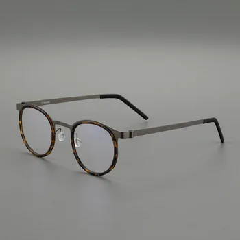 azonos színű Myopia szemüveg Japán tiszta titán ultrakönnyű női retro nagy arc kör alakú férfi egyszerű szemüvegkeret