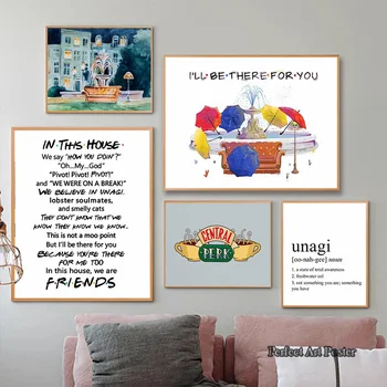 Fekete fehér barátok TV show poszter nyomtatás Unagi definíciós szótár tipográfia Fali művészet vászon festés kép otthoni szoba dekoráció
