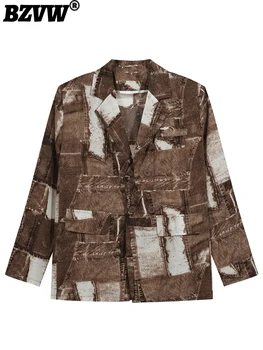 BZVW Niche Designer szabálytalan nyomtatású blézer nőknek kabát 2023 tavasz ősz Új divat alkalmi öltöny kabát női 25X2813