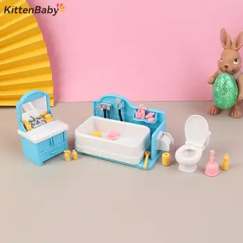 1Set Babaház miniatűr bútor Mosdó mosdó WC Fürdőszoba Kültéri hinta Farm modell DIY kiegészítők Jelenet dekoráció