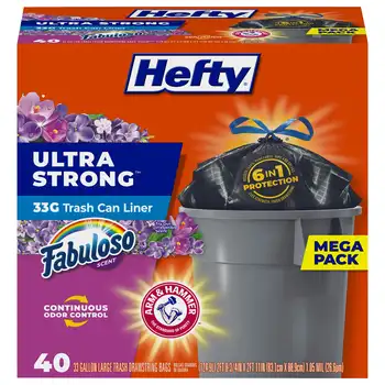 Ultra Strong Multipurpose Large Trash Bags, Black, Fabuloso Scent, 33 gallon, 40 darabszám