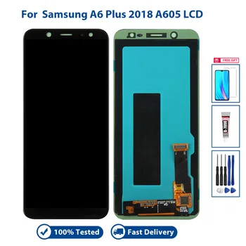 vadonatúj kijelző a Samsung Galaxy A6 Plus 2018 LCD kijelzőhöz Érintőképernyős digitalizáló alkatrészek Samsung A605 A605F A605FN számára
