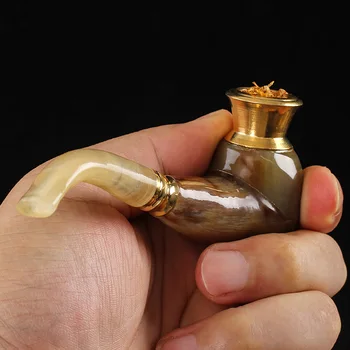 Természetes tehénszarv Új, kézzel készített cigaretta fúvóka kettős felhasználású kiváló minőségű pipa kreatív mikroszűrő férfi ünnepi ajándékeszköz