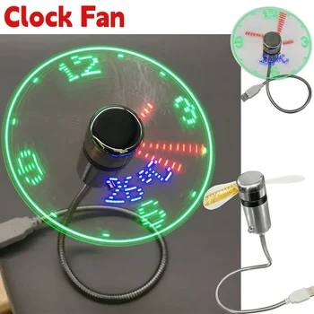 USB TimeTemperature hordozható órajel ventilátor RGB LED éjszakai fény 5V kézi ventilátor valódi kijelző Fém mini ventilátor PC-hez Hűtő asztali laptop
