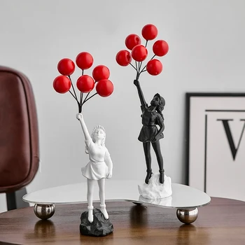 Repülő léggömb lány szobor Szobrok és figurák Nappali dekoráció Lakberendezés és asztali kiegészítők Asztali kiegészítők2023