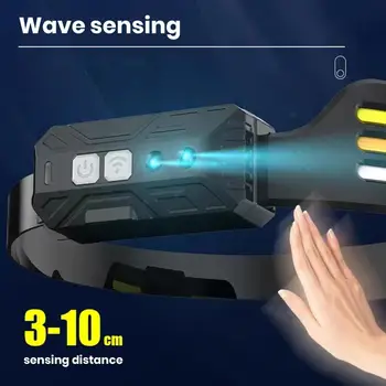  Fényszóró újratölthető kültéri LED fényszóró érzékelővezérléssel állítható fejpánt éjszakai horgászfényhez Cob reflektor széles