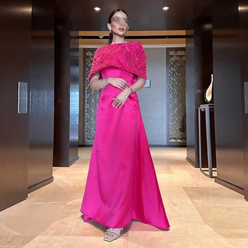 Welove rózsaszín csónaknyakú estélyi ruhák gyöngyös padlóhosszúsággal A vonal hát nélküli formális alkalmak ruhája Új 2023-as Haute Couture