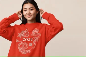 A sárkánying éve 2024 Kínai újévi sárkánypulóver Coquette esztétika Trendi felkapott cottagecore pulóverek