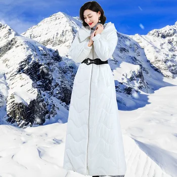Gyöngyfűzés Sustans téli nők Parkas Space pamut hosszú kabát cipzáras kabát kapucnis X-hosszú kabáttal Túlméretezett meleg kabát vastag