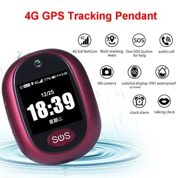 4G GPS nyomkövető medál V45 gyerekeknek Elder Mini GPS személyi nyomkövető ébresztő beszélő óra vízálló piros színű