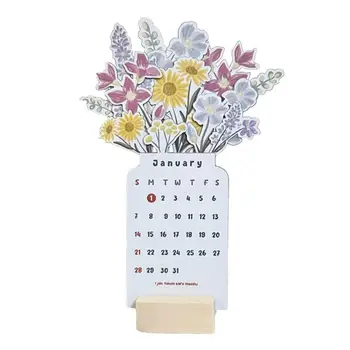 Bloomy Flowers asztali naptárak Hordozható és írható 2024-es tervezési naptár virágmintákkal Asztali ütemezési emlékeztetők