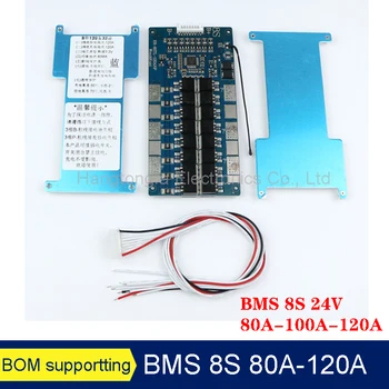  BMS 8S 24V 25.6V 100A 120A 80A LiFePo4 akkumulátor töltőtábla hangszínszabályzó NTC hőmérséklet-védelem Közös port az Ebike számára