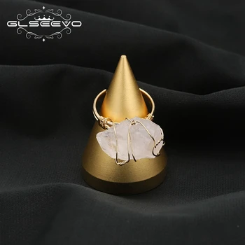 GLSEEVO Fehér kristály tekercsgyűrűk nőknek Minimalizmus Trend Romantikus Retro Luxus Ékszerek Karácsonyi ajándékok