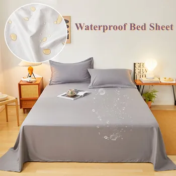 1db vízálló ágy lapos lap egyszínű nyers pamut atkák elleni antibakteriális queen king méretű ágynemű párnahuzat nélkül