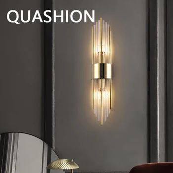 Modern otthoni kristály fali lámpa hálószoba dekoráció üveg lámpabúra arany luxus Sconce fény Nordic Corridor BackGround LED csillogás