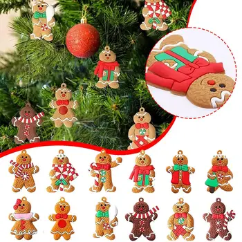 Karácsonyi mézeskalács férfi medál PVC Mini karácsonyi medál dekorációs ajándékok fa DIY Új boldog gyermekotthon év O6W3
