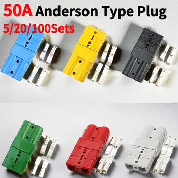 5/20/100 készletek Erőteljes 50A 600V Anderson stílusú csatlakozó - komplett targonca akkumulátor töltő készlet Anderson fogantyúval