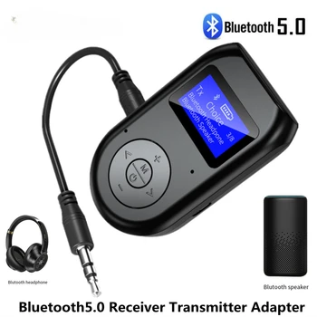 Új 3 az 1-ben Bluetooth-kompatibilis vevő Adó vezeték nélküli BT 5.0 adapter kijelzővel Alacsony késleltetésű audio adapter