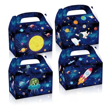 4/30db űrhajós díszdobozok Világűr Party Universe sorozat Cukorkás dobozok gyerekeknek Fiúk Fia születésnapi zsúr dekorációk kellékek