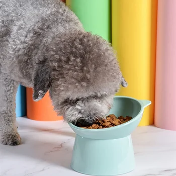 Magas lábú macskatál Nordic Style dönthető rajzfilm nyakvédelem Felborulásgátló kisállat kutya étkészlet Ételtál csúszásálló